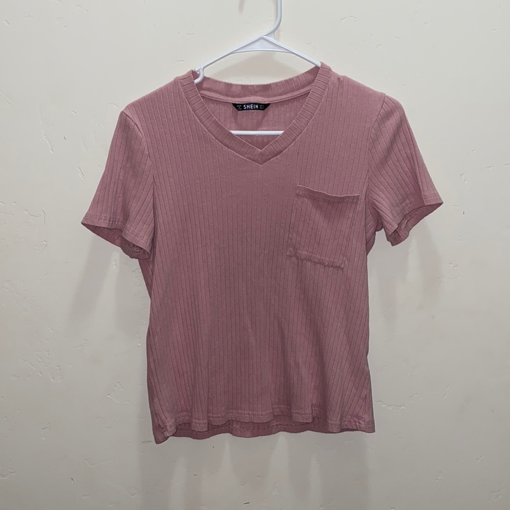 SHEIN Pink ribbed T-Shirt, Size S